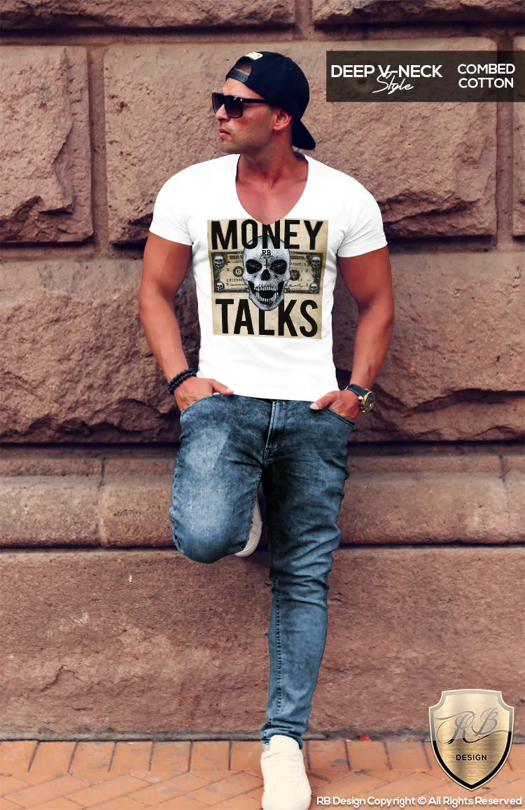 Money Talks Designer Skull Mens T-shirt Dollar Bill Tank Top MD669 C