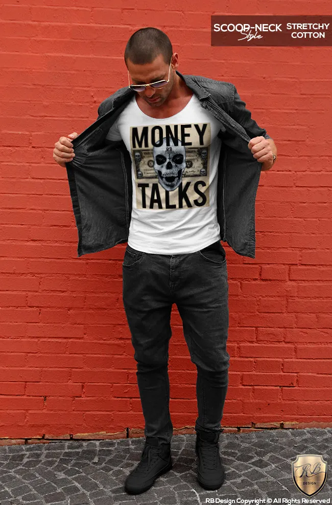 Money Talks Designer Skull Mens T-shirt Dollar Bill Tank Top MD669 C