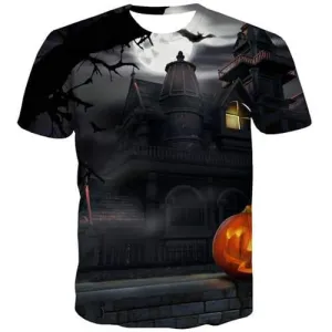 Moon T shirts Men Bat Tshirts Cool Halloween Tshirt Anime Terror Tshirt Printed Hip Hop T-shirts Graphic Short Sleeve Punk Rock