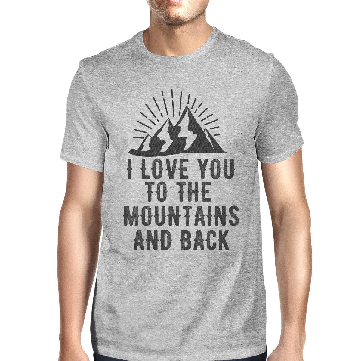 Mountain And Back Men's Gray Cotton T-Shirt Trendy Graphic Design