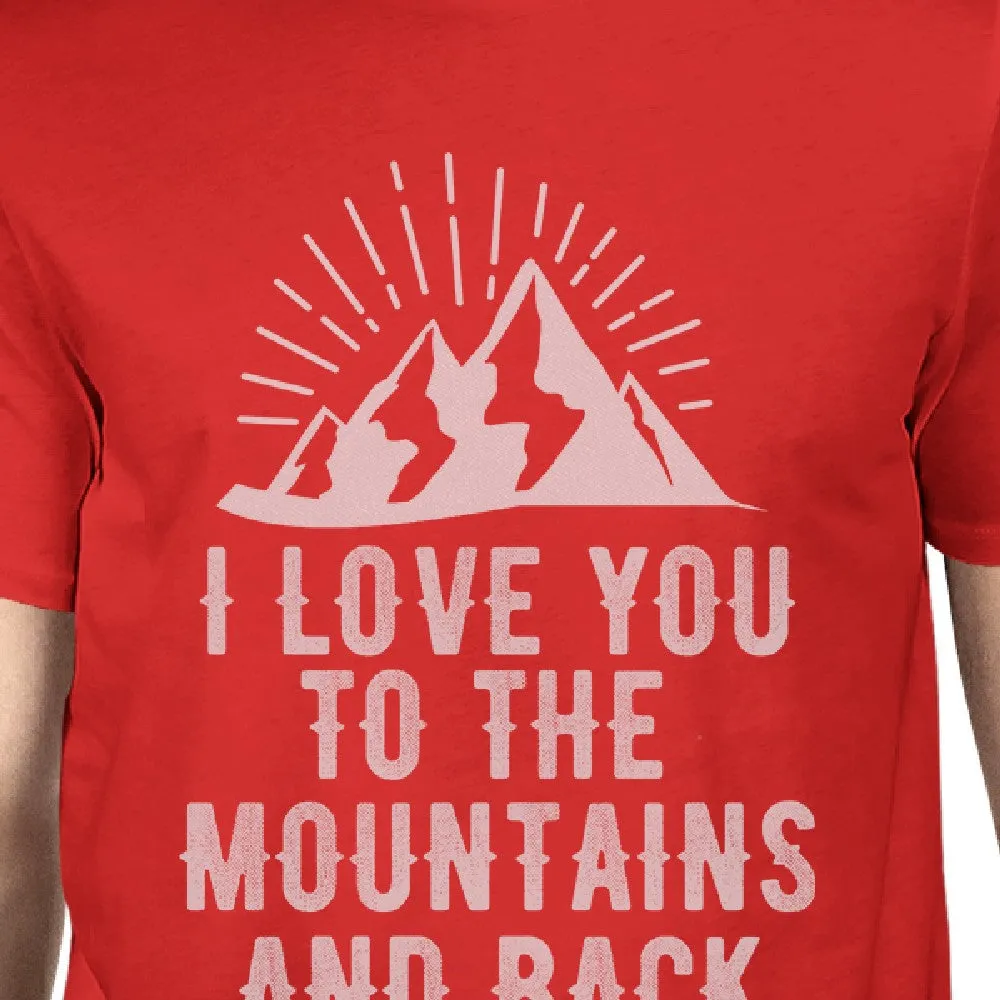 Mountain And Back Men's Red Crew Neck T-Shirt Gift Ideas For Dads