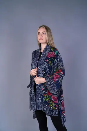 Navy Floral Kimono Jacket