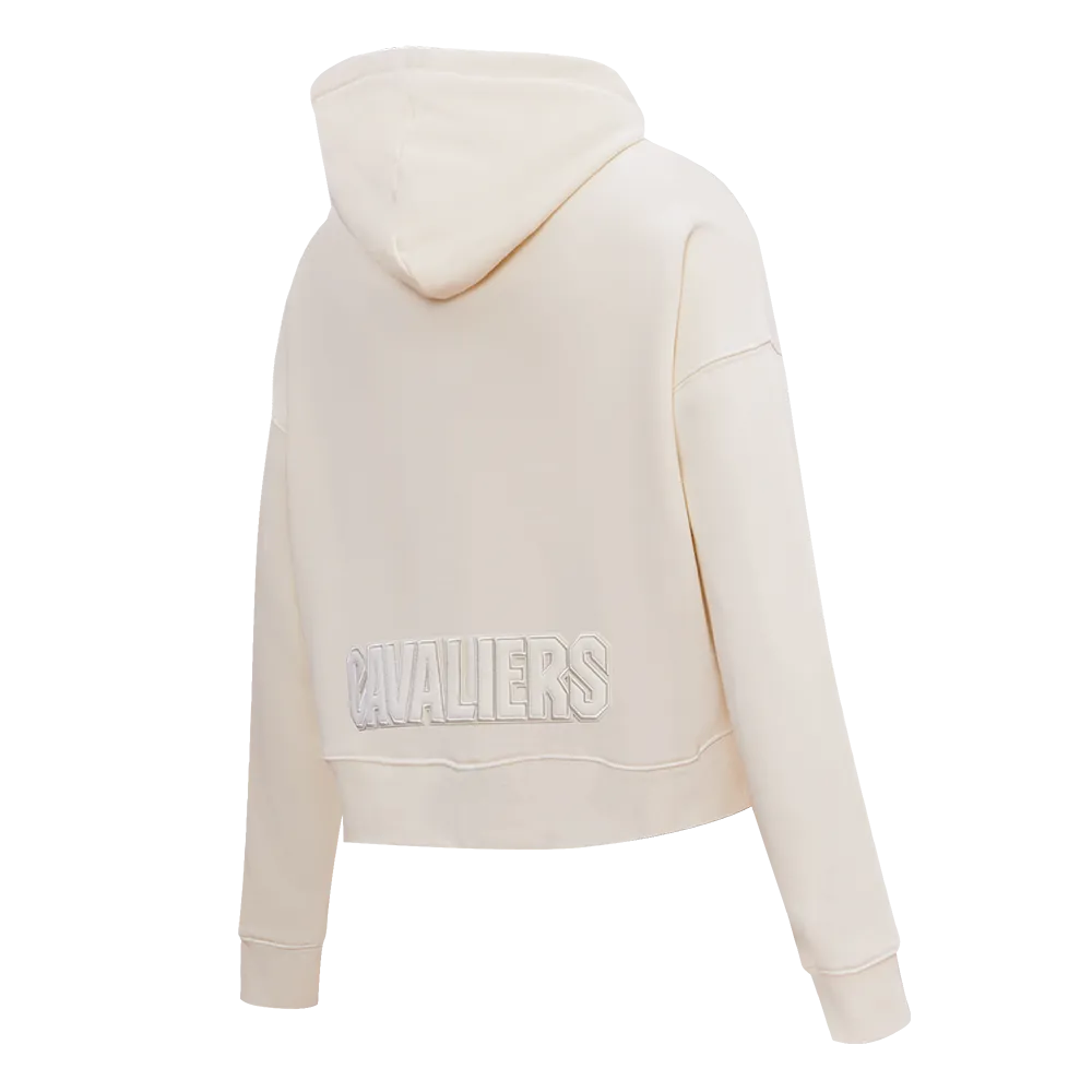 NBA CLEVELAND CAVALIERS NEUTRAL WOMEN'S CROPPED PO HOODIE (EGGSHELL)