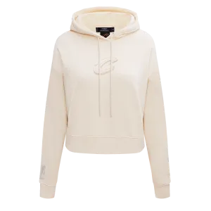 NBA CLEVELAND CAVALIERS NEUTRAL WOMEN'S CROPPED PO HOODIE (EGGSHELL)