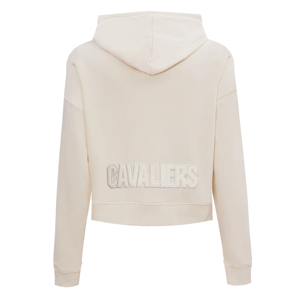 NBA CLEVELAND CAVALIERS NEUTRAL WOMEN'S CROPPED PO HOODIE (EGGSHELL)