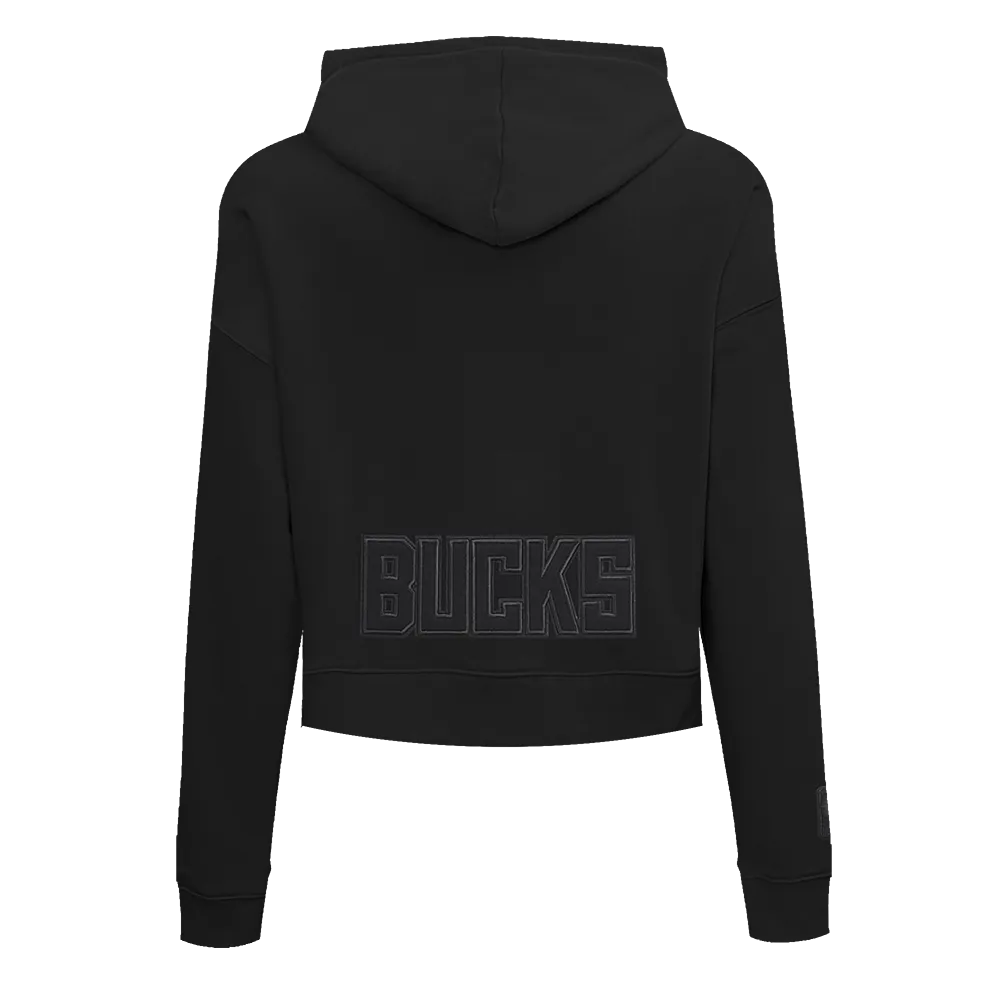 NBA MILWAUKEE BUCKS NEUTRAL WOMEN'S CROPPED PO HOODIE (BLACK)