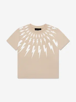 Neil Barrett Boys Thunderbolt T-Shirt in Beige