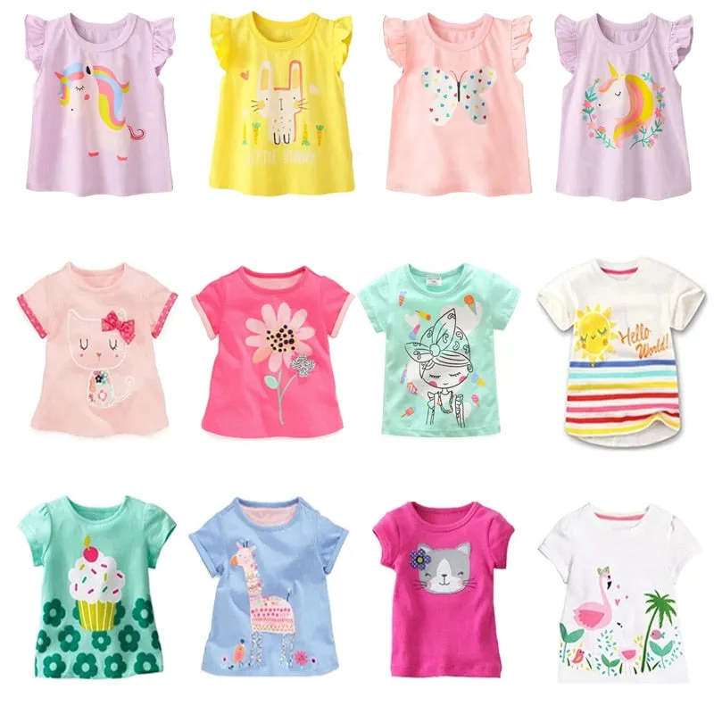 New Kids Girl T Shirt Summer Baby Cotton Tops Clothing Cartoon T-shirts Short Sleeve