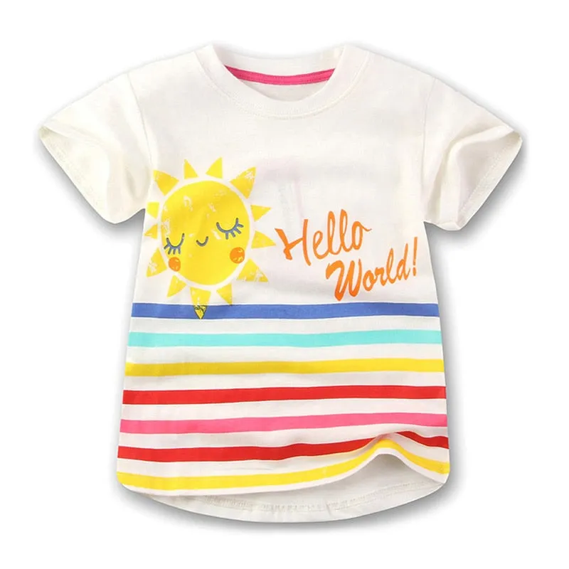 New Kids Girl T Shirt Summer Baby Cotton Tops Clothing Cartoon T-shirts Short Sleeve