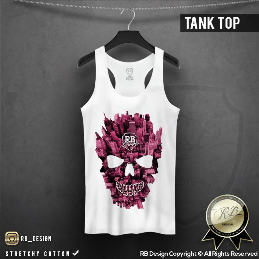 New York Manhattan Skull T-shirt Unique Ladies Graphic Tank Top WD346