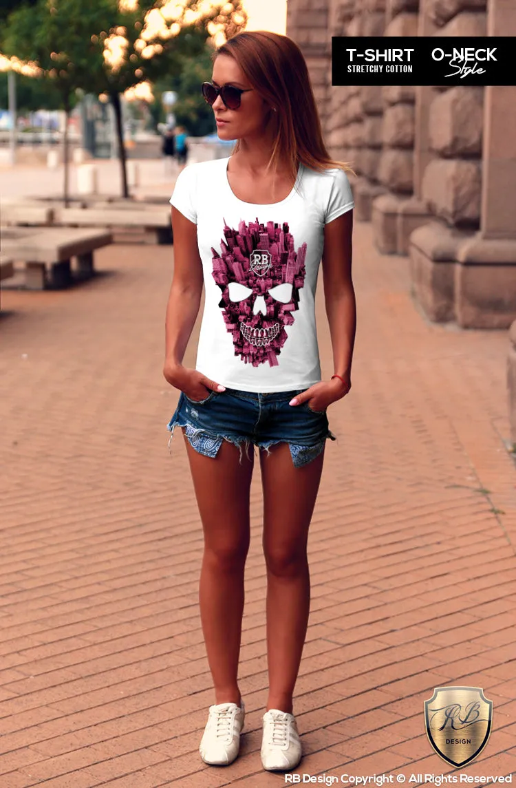 New York Manhattan Skull T-shirt Unique Ladies Graphic Tank Top WD346