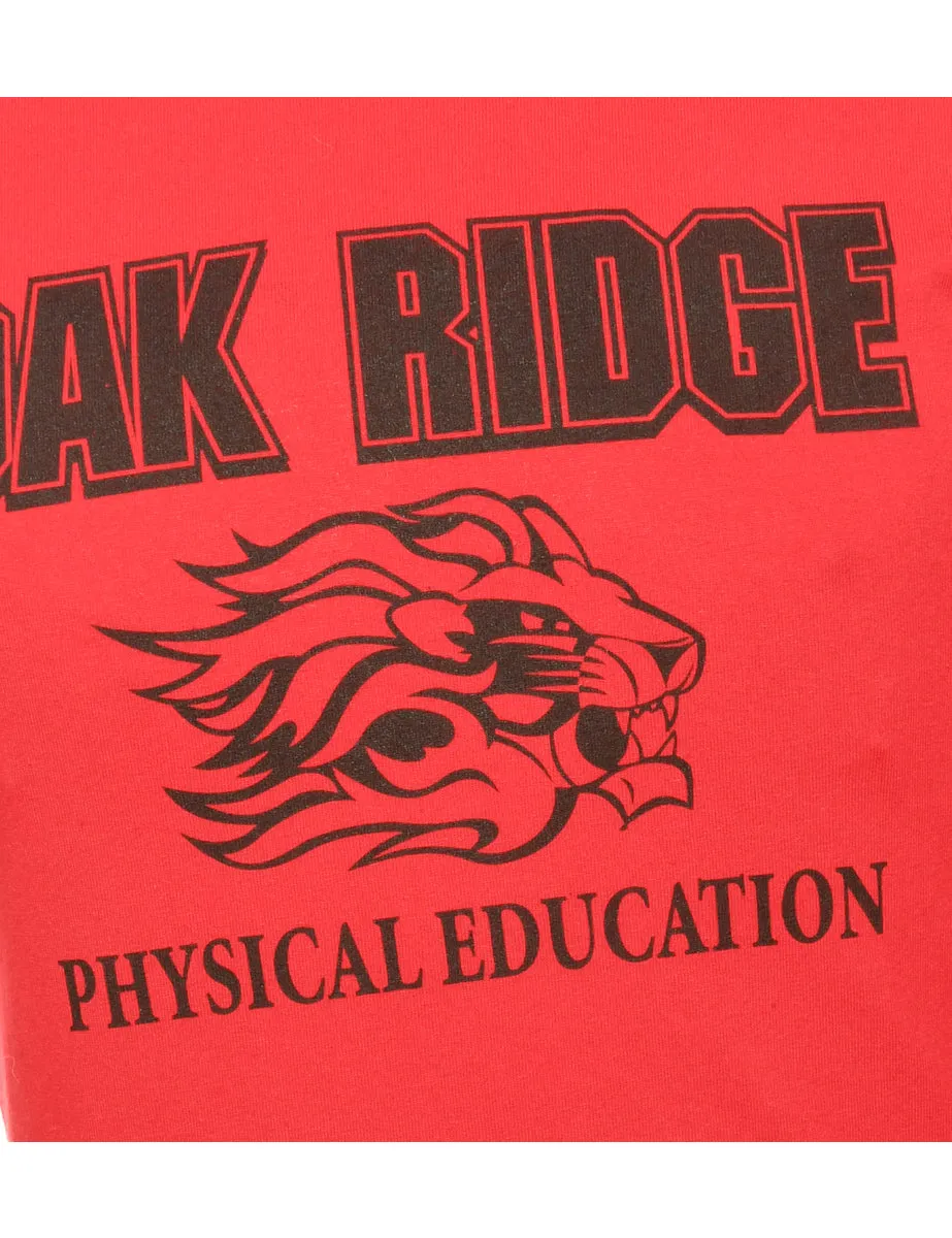 Oak Ridge Printed Red T-shirt - M