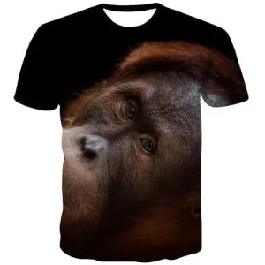 Orangutan T-shirt Men Monkey Shirt Print Animal T-shirts 3d Black Tshirts Cool