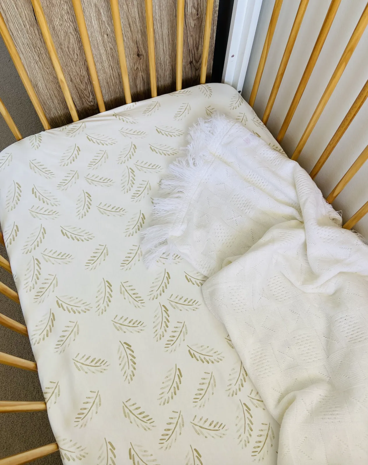 Organic Bamboo Cotton Swaddle & Cot Sheet - Gold Fern