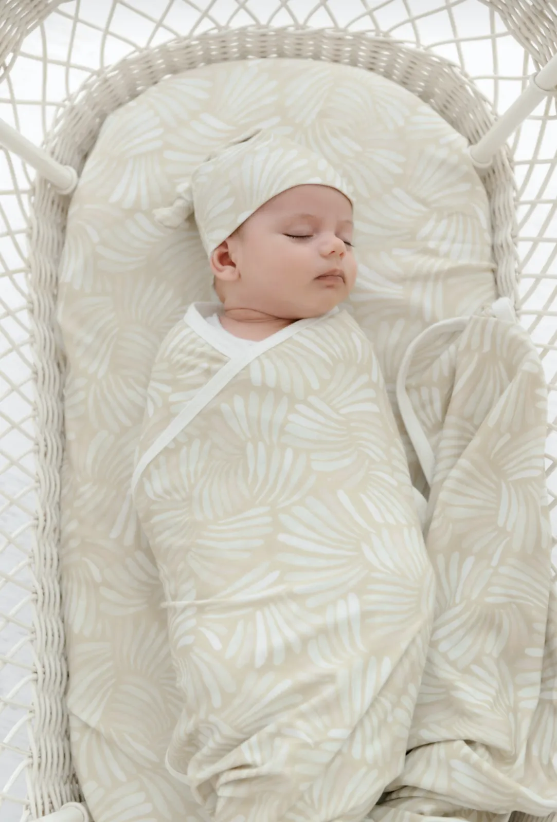 Organic Bamboo Cotton Swaddle & Cot Sheet - Sandy Shell