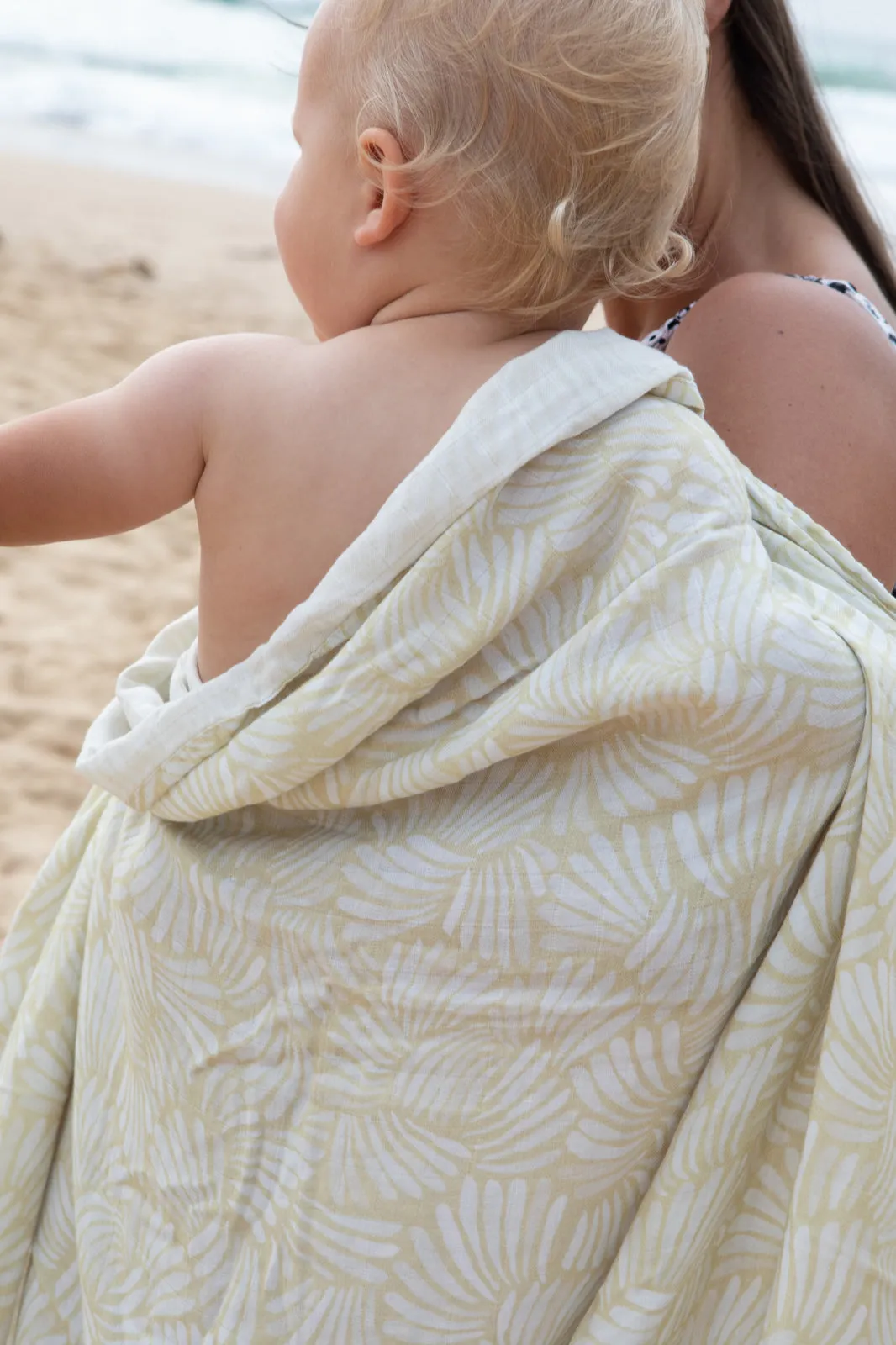 Organic Bamboo Cotton Swaddle & Cot Sheet - Sandy Shell