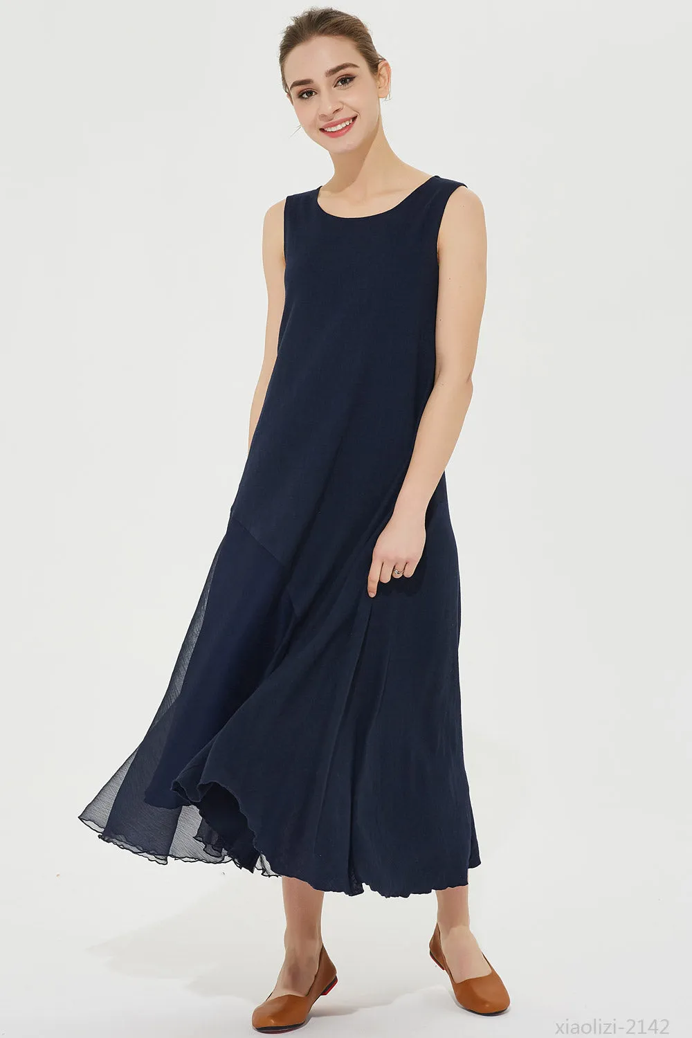 oversized navy blue dress, womens layered dress 2142