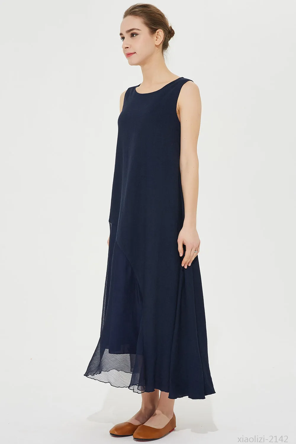 oversized navy blue dress, womens layered dress 2142