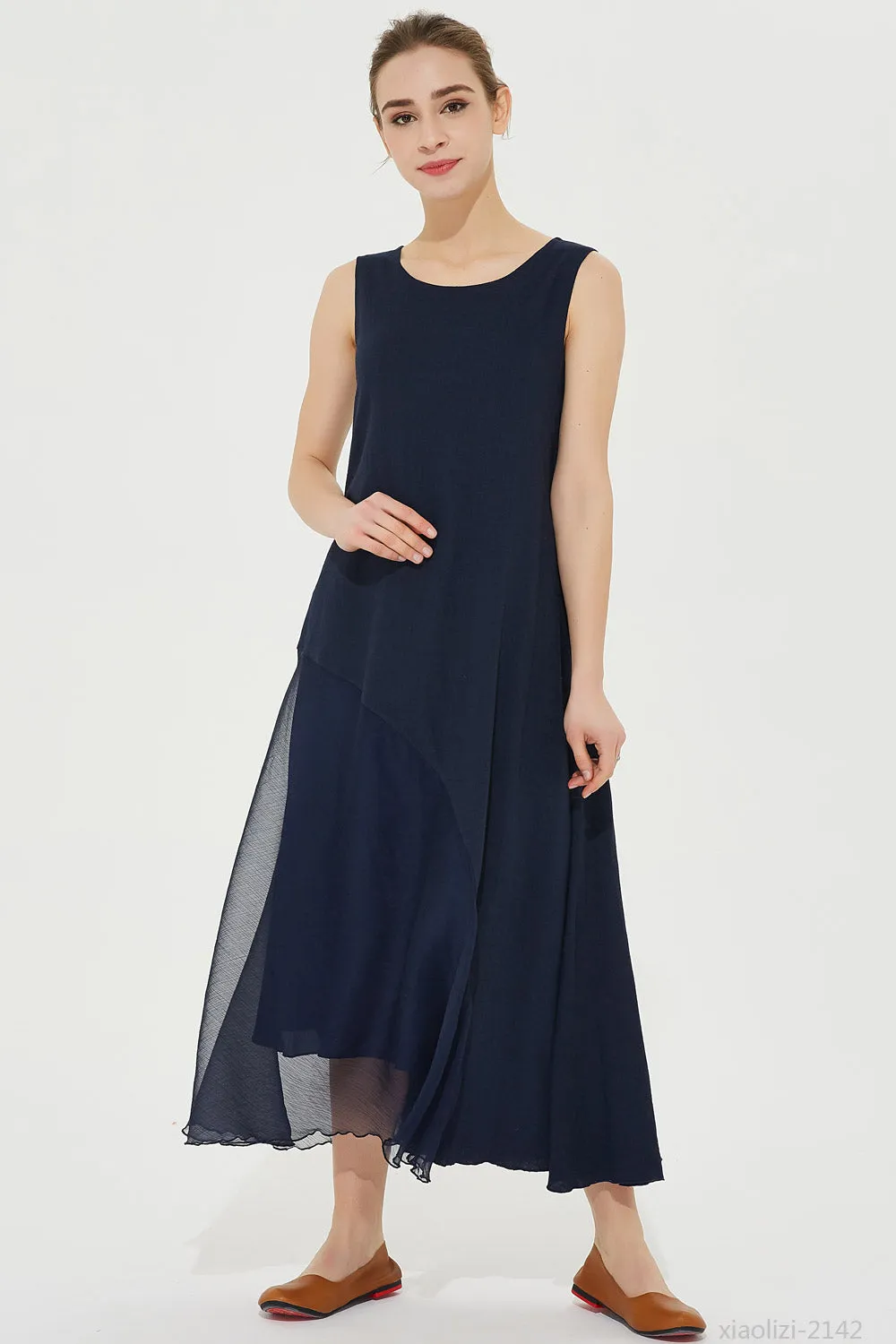 oversized navy blue dress, womens layered dress 2142