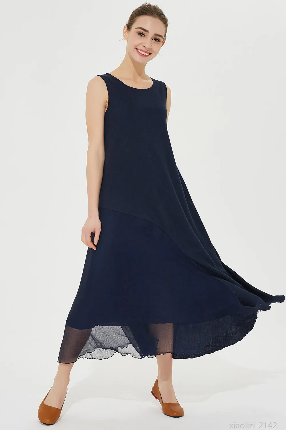 oversized navy blue dress, womens layered dress 2142