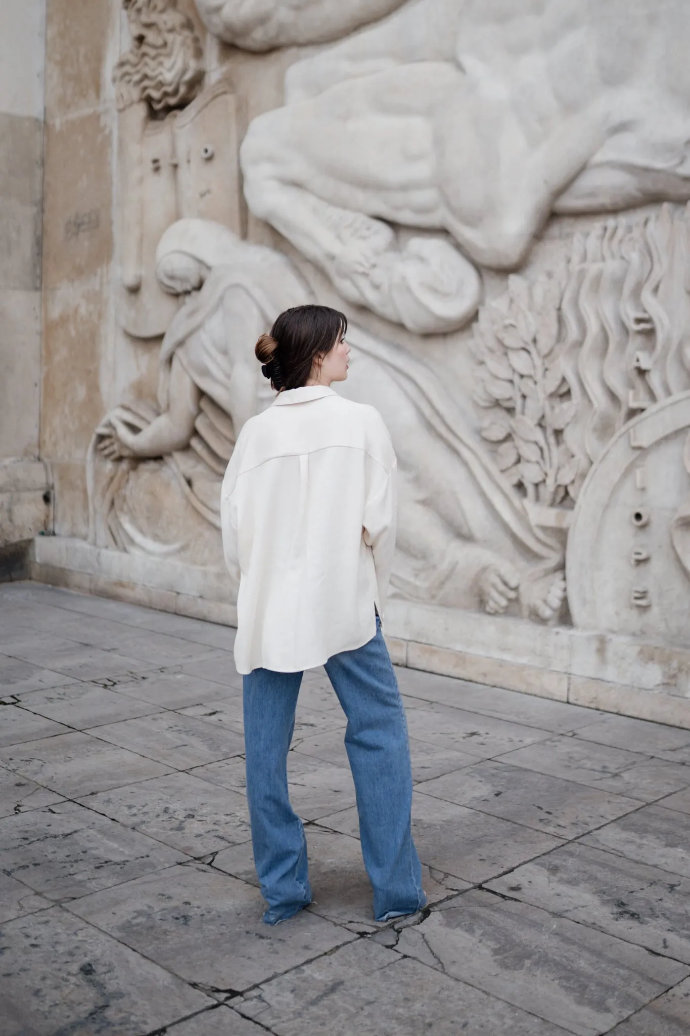 Oversized Tencel Cord Shirt in Ivory