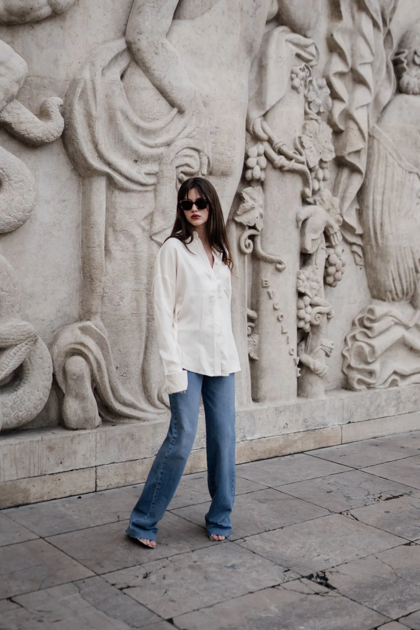 Oversized Tencel Cord Shirt in Ivory