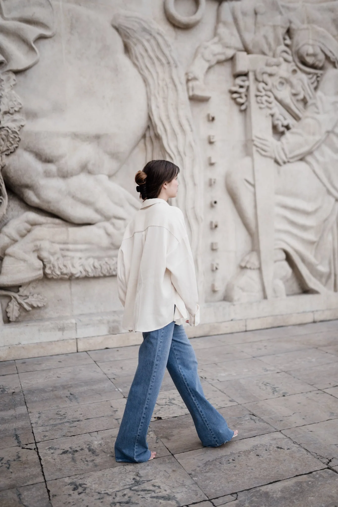 Oversized Tencel Cord Shirt in Ivory