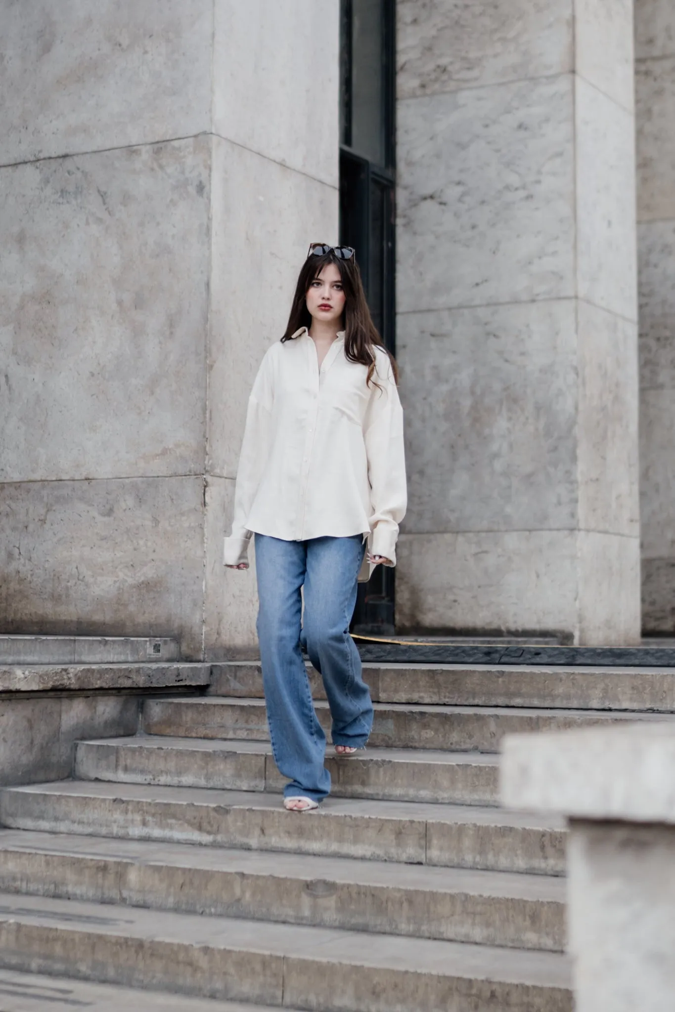 Oversized Tencel Cord Shirt in Ivory