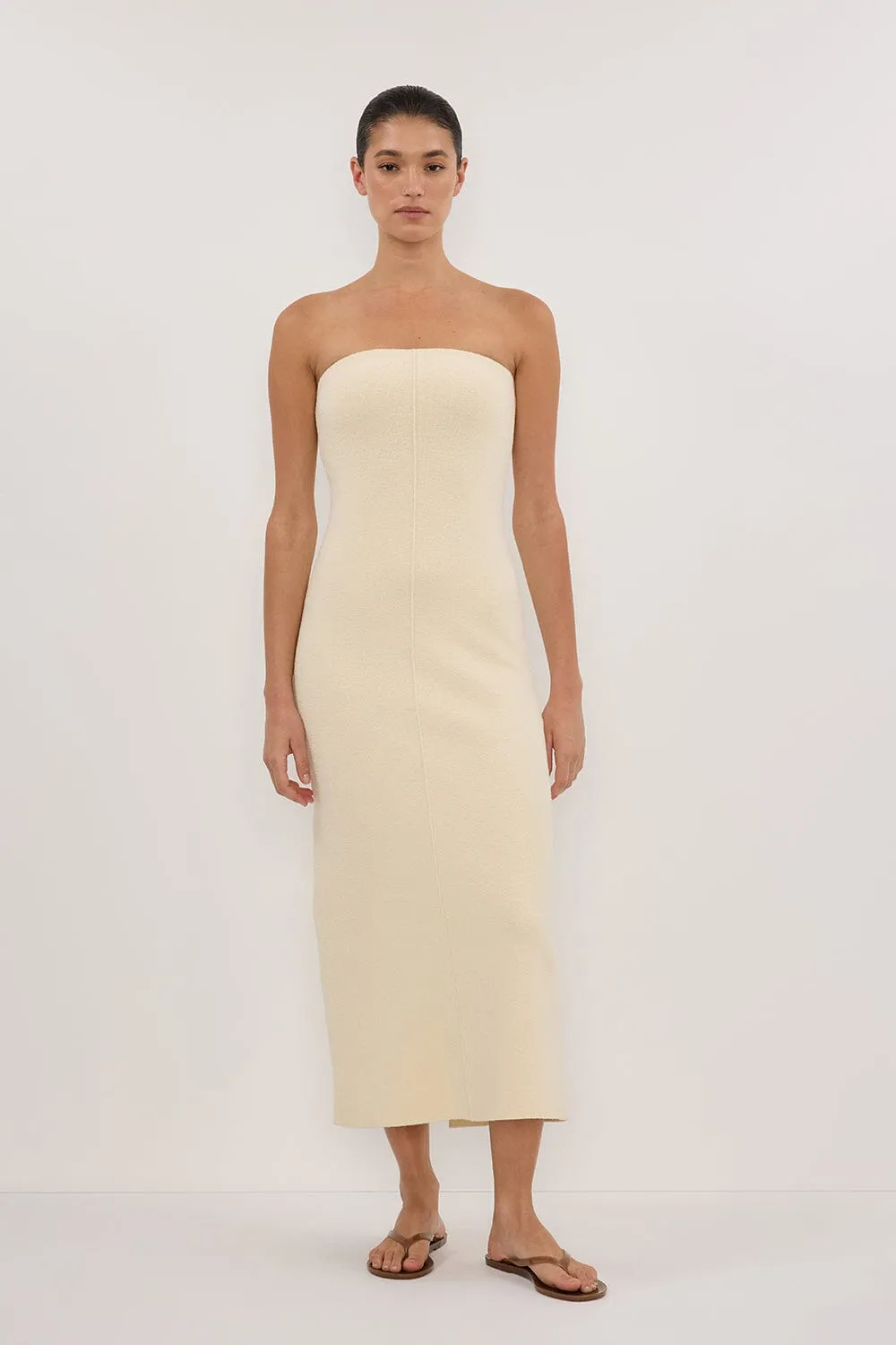 OWEN CREAM CREPE BANDEAU DRESS