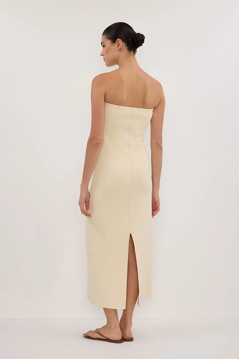 OWEN CREAM CREPE BANDEAU DRESS