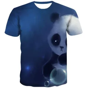 Panda T shirts Men Animal Tshirts Cool Abstract Tshirts Novelty Harajuku T shirts Funny Blue Tshirt Anime Short Sleeve Hip hop