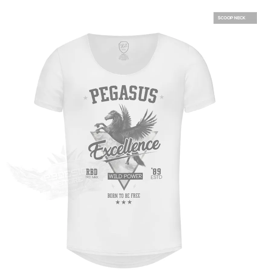 Pegasus Men's Luxury Slim Fit White T-shirt MD880