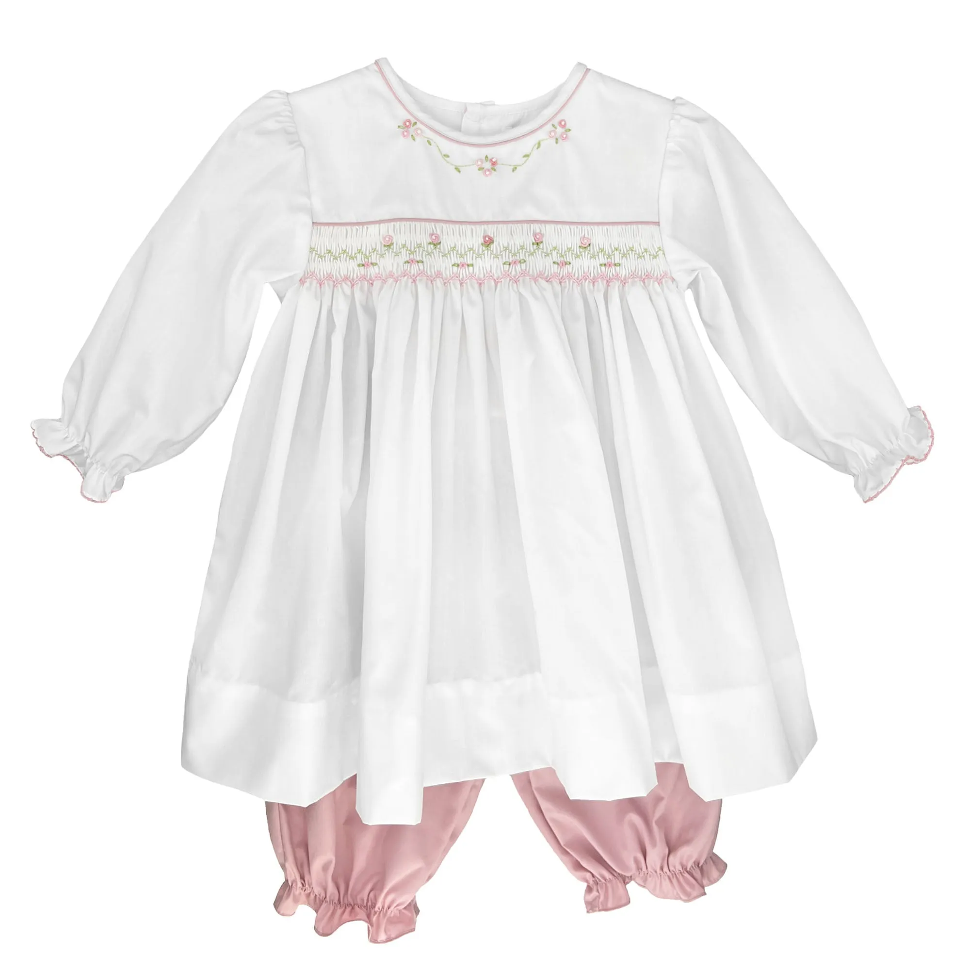 Petit Ami Smocked White Long Sleeve Dress