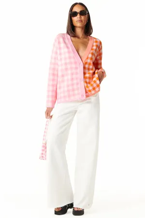 Pink Check Sophie Cardi