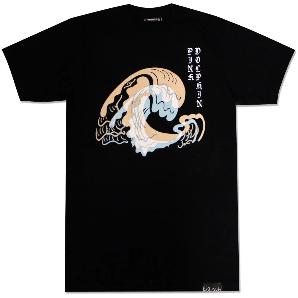 Pink Dolphin 3D Wave T-Shirt Black