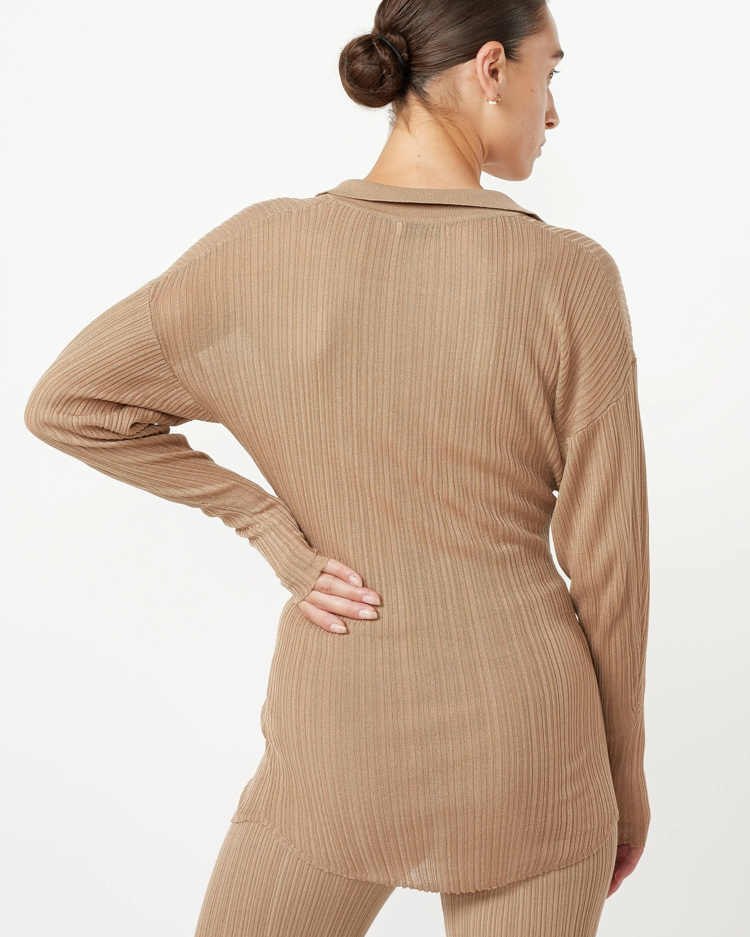 Pleat Knit Shirt in Oak