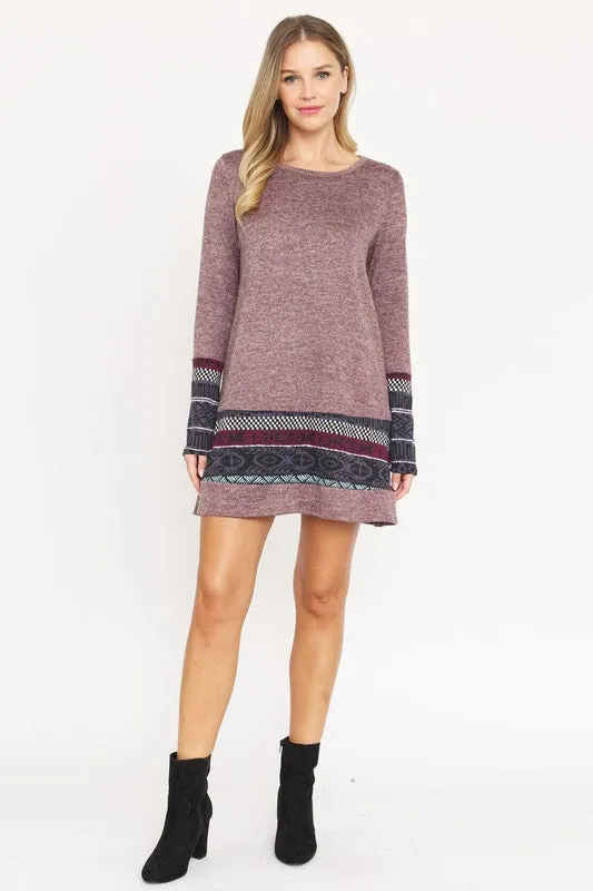 Plus Nordic Print Knit Dress