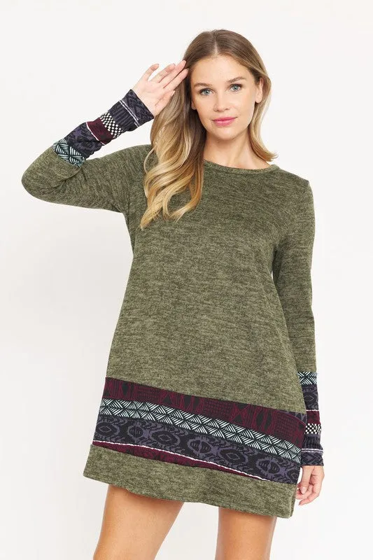 Plus Nordic Print Knit Dress