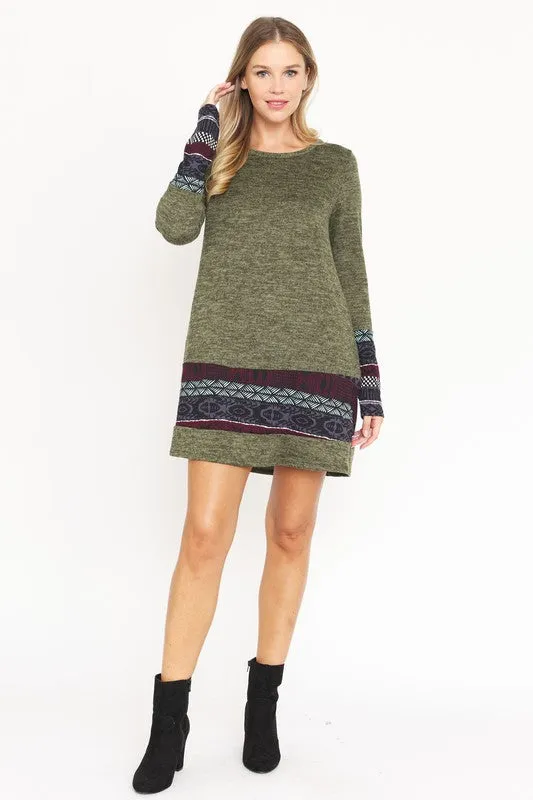 Plus Nordic Print Knit Dress