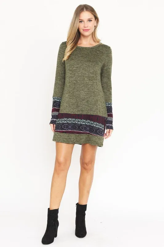 Plus Nordic Print Knit Dress