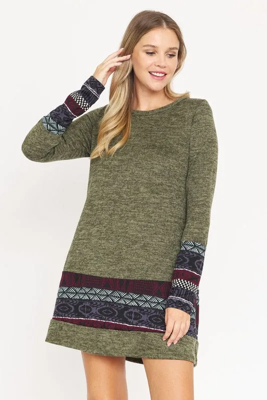 Plus Nordic Print Knit Dress