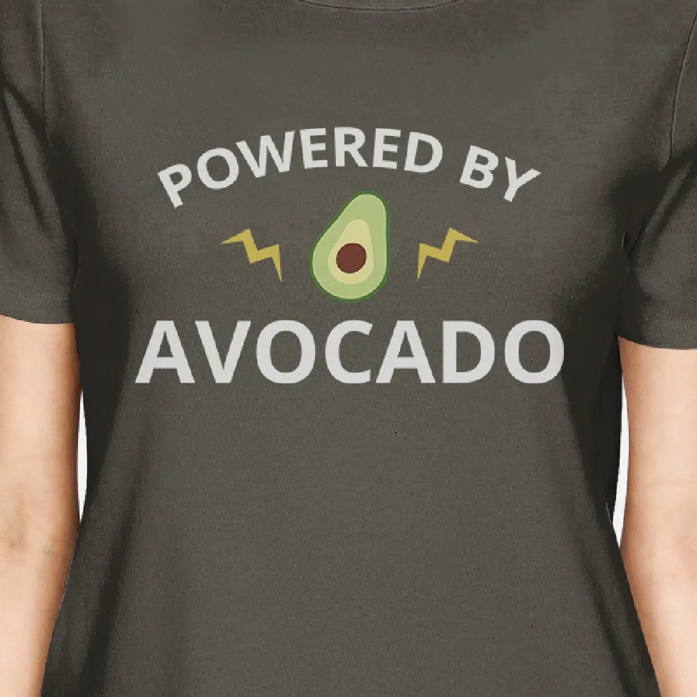 Powered By Avocado Women's Dark Grey Cute Graphic T Shirt For Her