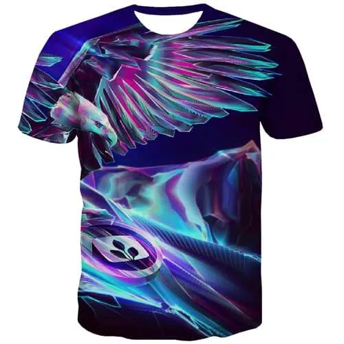 Psychedelic T shirts Men Abstract Tshirts Cool Metal Shirt Print Rock Tshirt Printed Dizziness T-shirts Graphic Short Sleeve