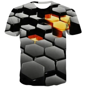 Psychedelic T shirts Men Geometric T-shirts Graphic Square Tshirts Novelty Black Tshirts Cool Harajuku Shirt Print Short Sleeve