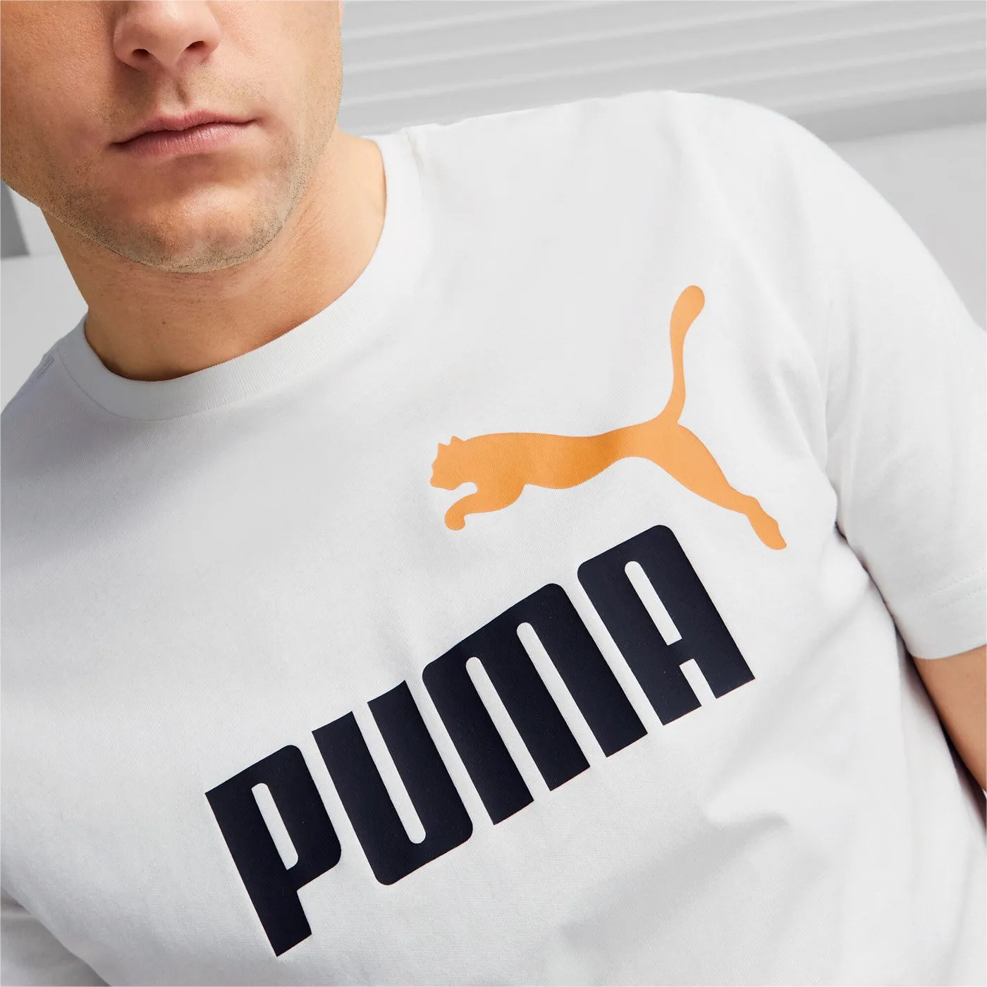 Puma maglietta manica corta da uomo ESS  2 stampa Logo grande 586759-58 bianco-blu