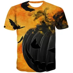 Pumpkin T shirts Men Halloween Tshirts Novelty Black Shirt Print Cartoon Tshirts Casual Harajuku T-shirts 3d Short Sleeve