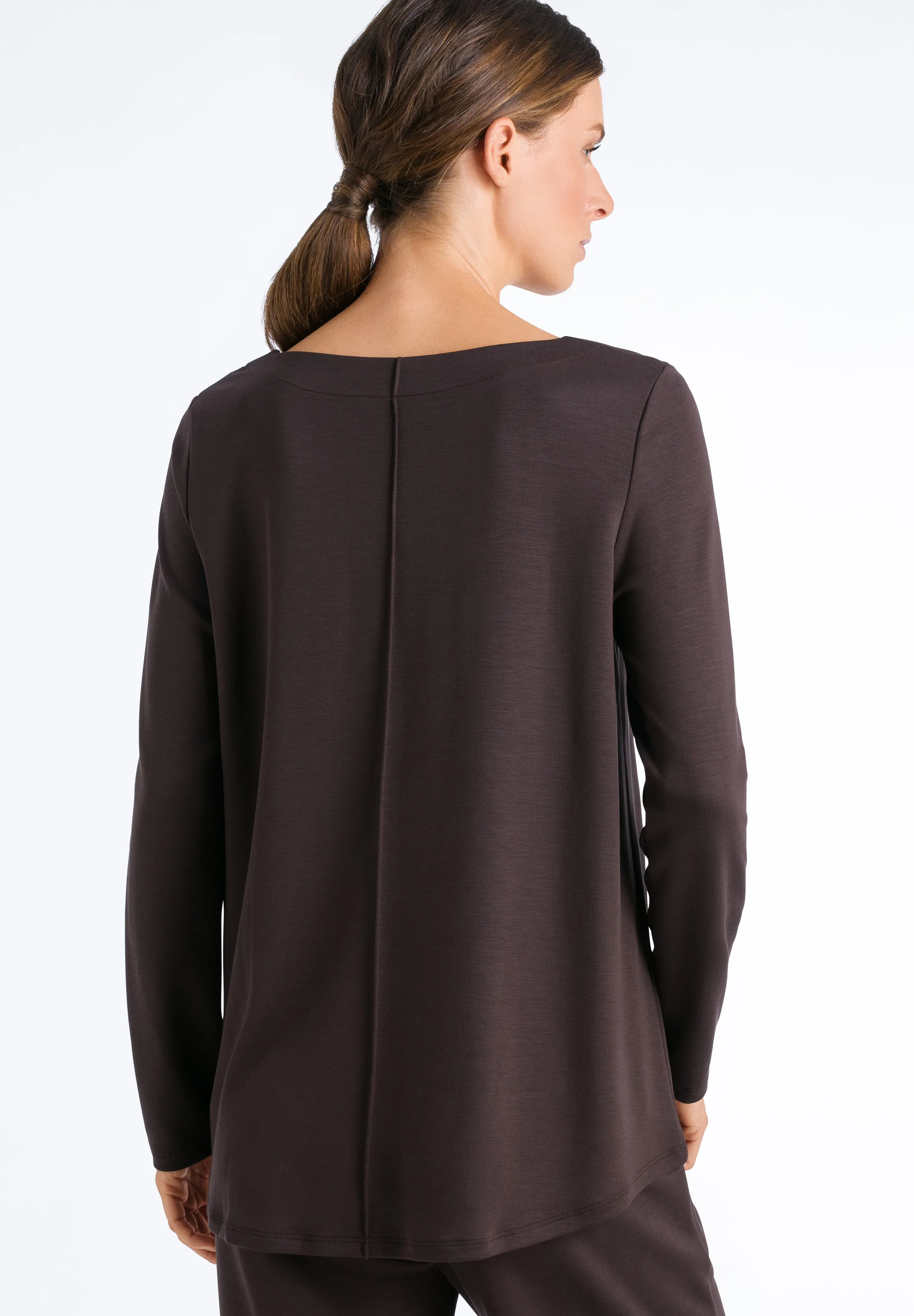 Pure Comfort Relaxed Round Neck Tencel Top | Black Coffee 78602-1772