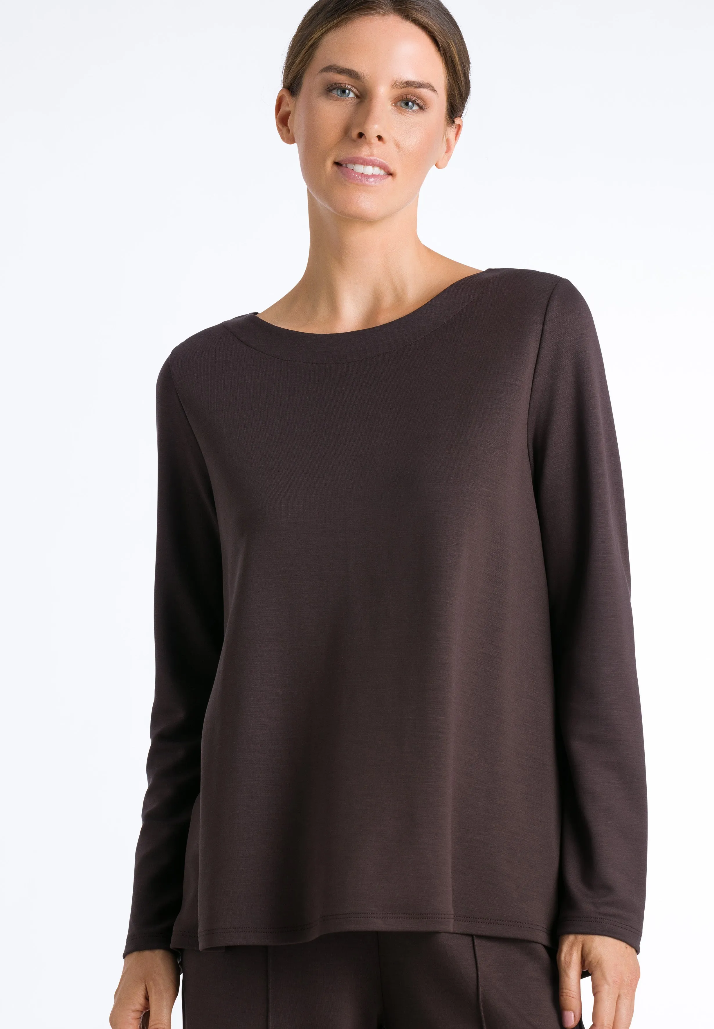 Pure Comfort Relaxed Round Neck Tencel Top | Black Coffee 78602-1772