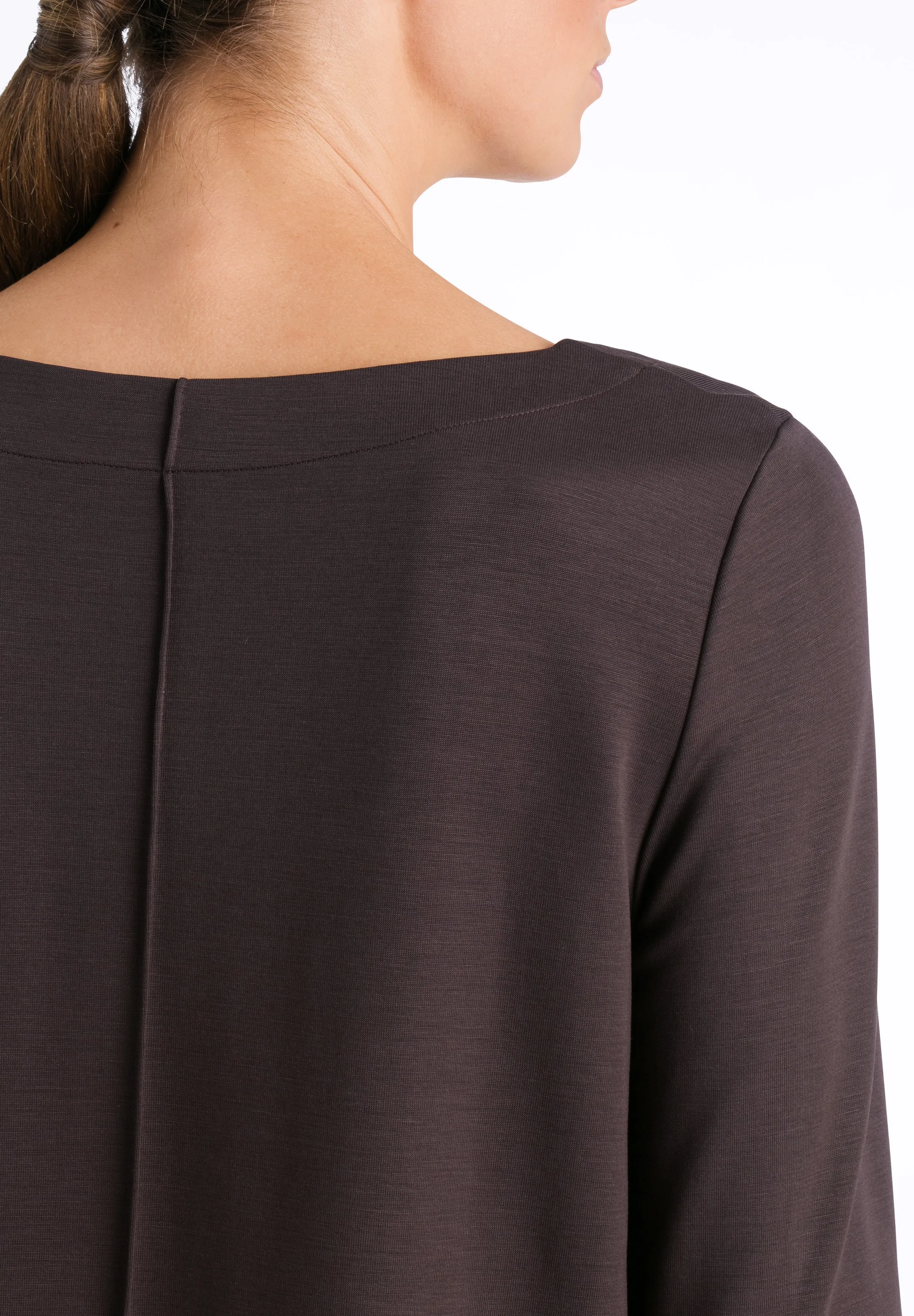 Pure Comfort Relaxed Round Neck Tencel Top | Black Coffee 78602-1772