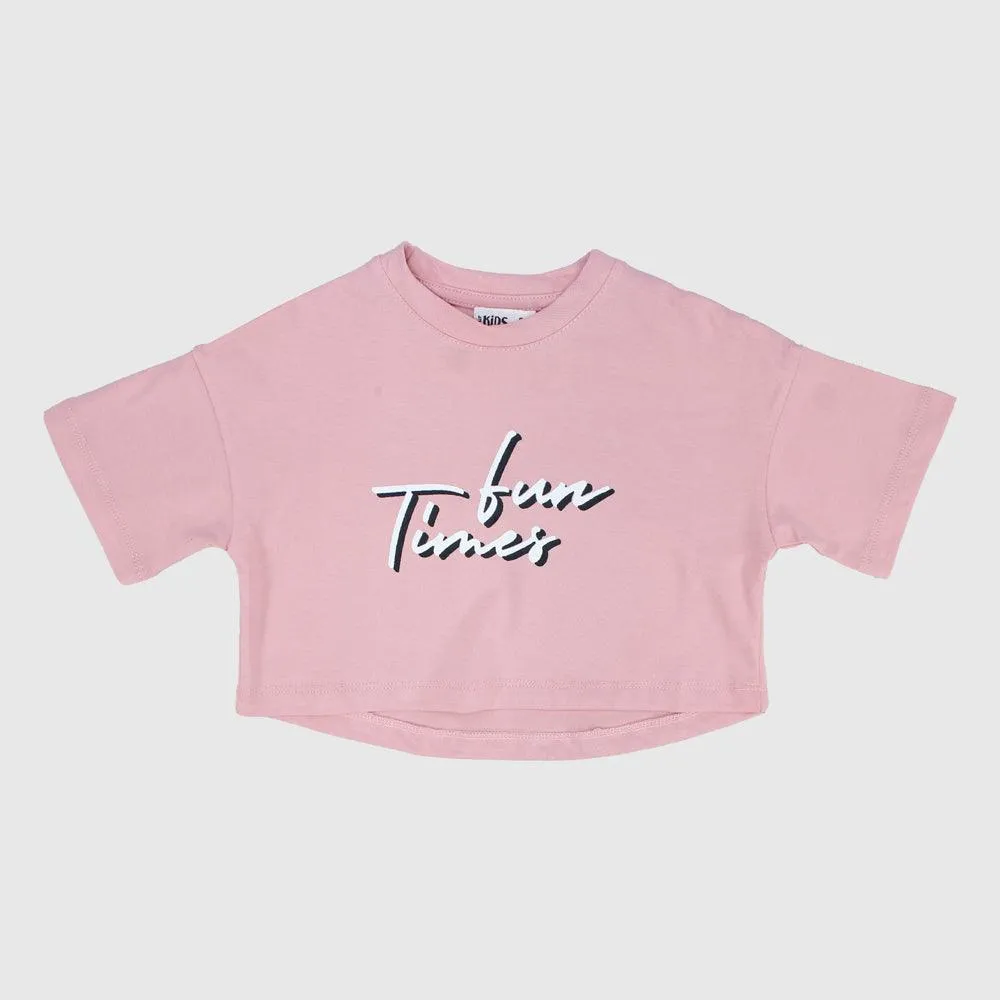 "Fun Times" Short-Sleeved Cropped T-Shirt